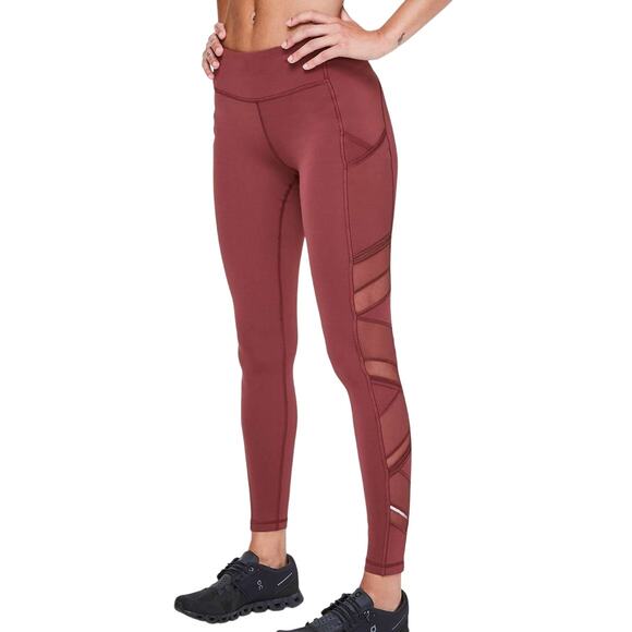 lululemon athletica Pants - Lululemon Speed Up Leggings Mesh Panels Full Length Mid Rise 28" Savannah Brown